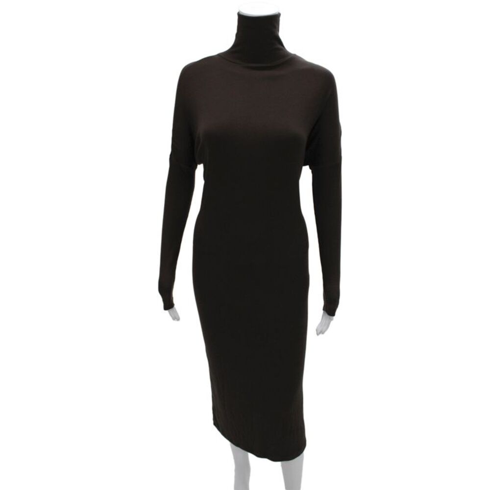 Solika Womens Bodycon Sweater Dress Brown Turtleneck Long Sleeve Size XS